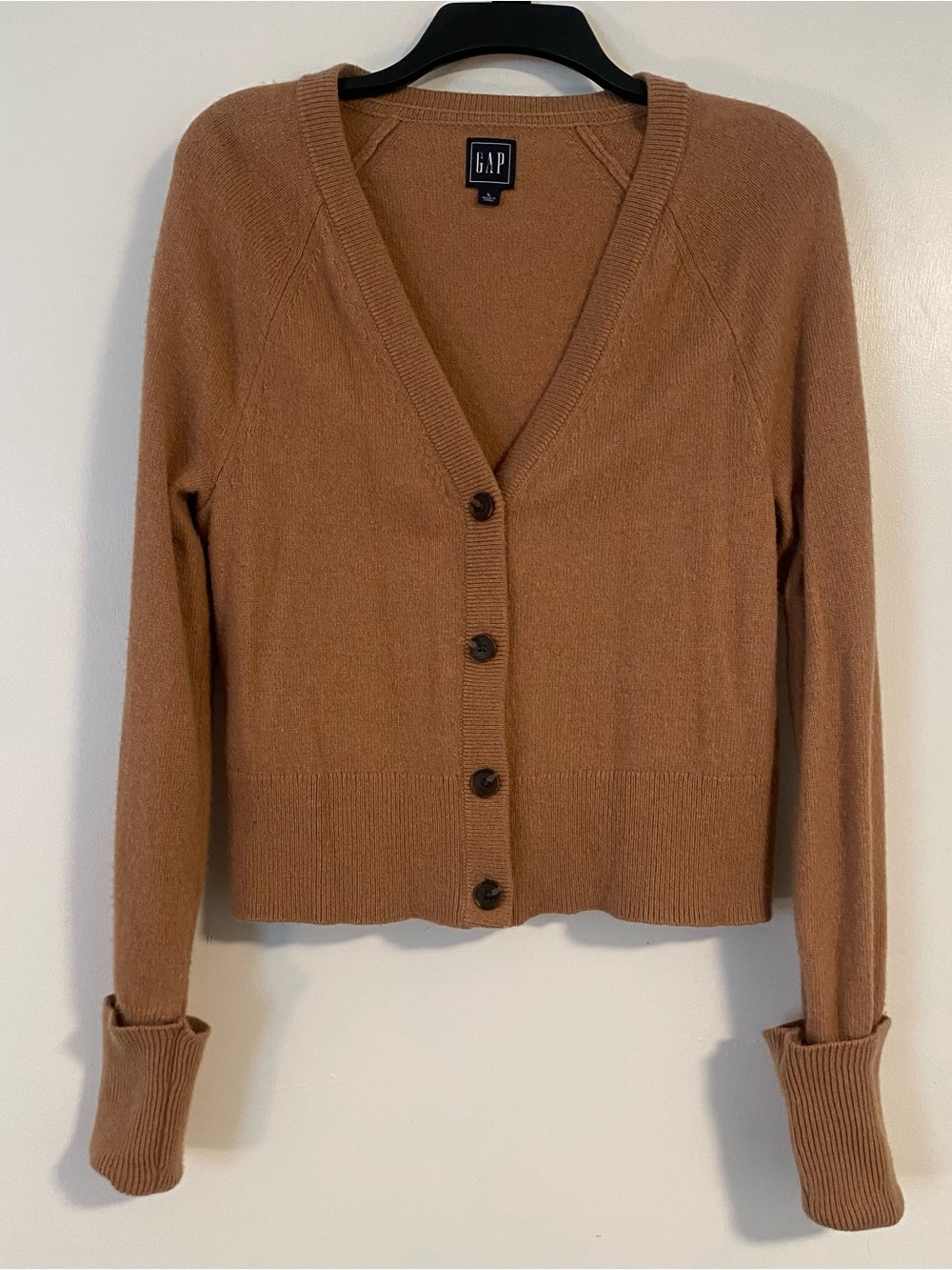 GAP Wool/Cotton Brown Tan V Neck Thick Cardigan Sweater Neutral Women’s L Button